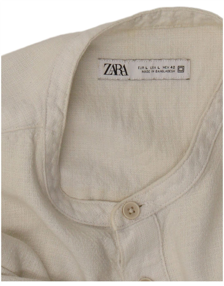 Zara Mens Pullover Shirt Large White