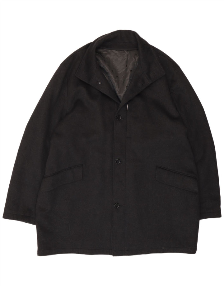 Pierre Cardin Mens Overcoat IT 50 Large Black Wool