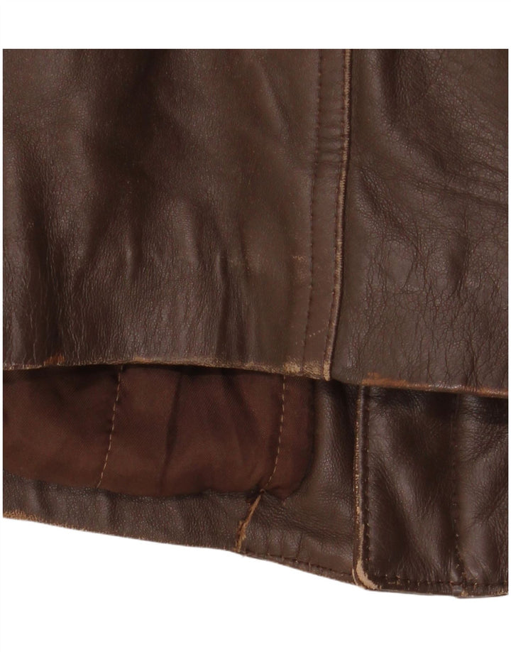 Vintage Mens Leather Jacket IT 52 XL Brown Leather