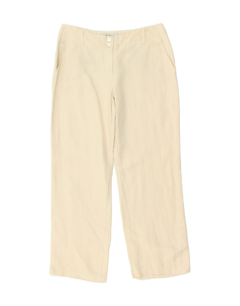 MARELLA Womens Straight Casual Trousers UK 12 Medium W30 L26 Beige Linen | Vintage Marella | Thrift | Second-Hand Marella | Used Clothing | Messina Hembry 