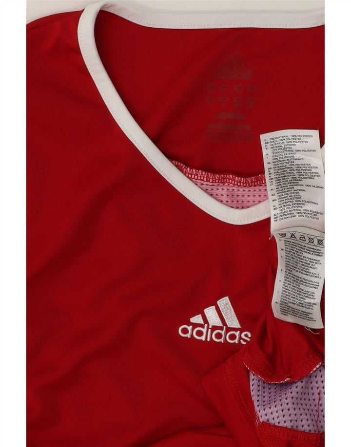 Adidas Mens Climalite T-Shirt Top Large Red Colourblock Polyester