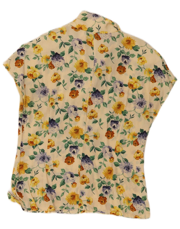 Luisa Spagnoli Womens Short Sleeve Shirt Blouse UK 14 Medium Yellow Floral
