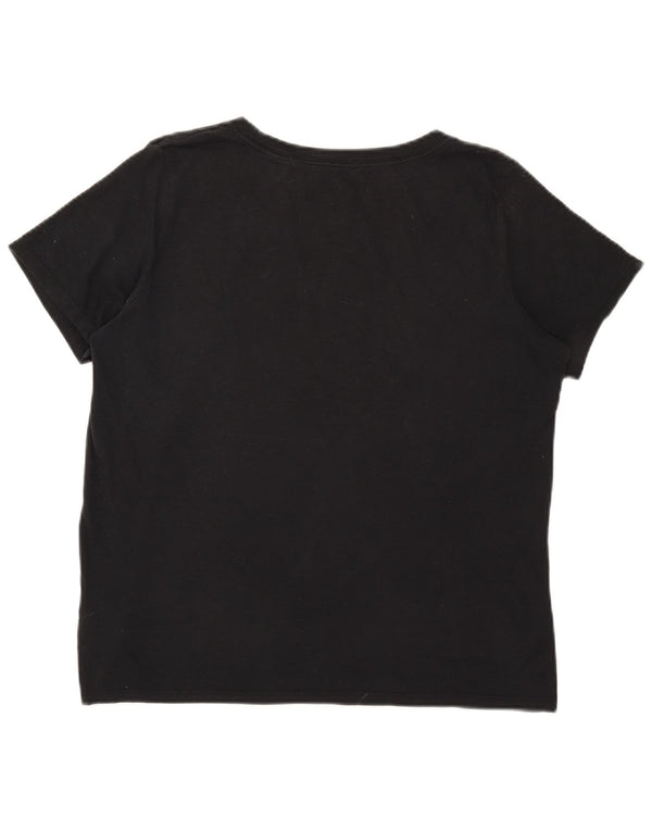 Nike Womens Dri Fit Graphic T-Shirt Top UK 16 Large Black Cotton