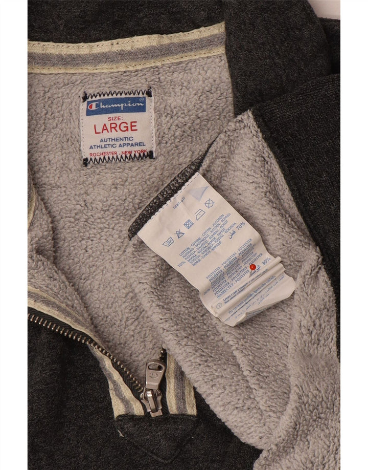 Champion Mens Zip Neck Sweatshirt Jumper Large Grey Cotton
