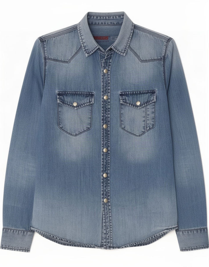 Morris Mens Denim Shirt Large Blue Cotton