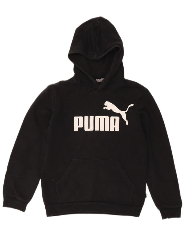Puma Boys Graphic Hoodie Jumper 11-12 Years Black Cotton