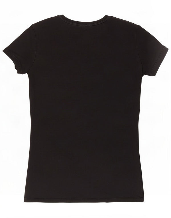 Guess Womens Graphic T-Shirt Top UK 6 XS Black Cotton