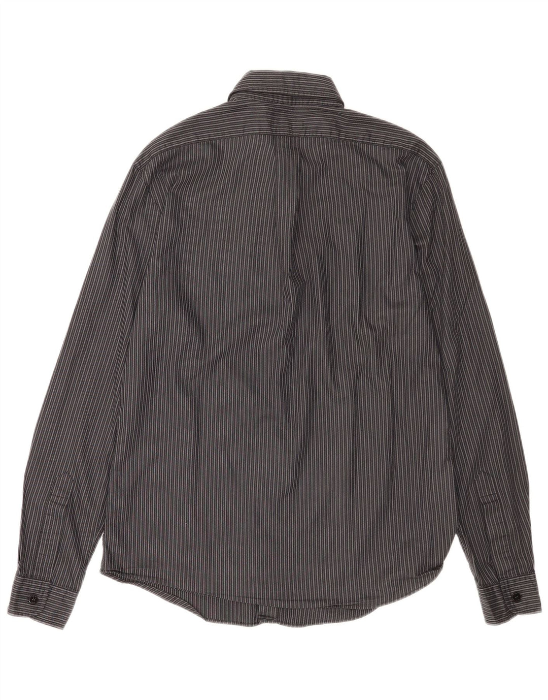 Armani Jeans Mens Shirt Medium Grey Striped Cotton