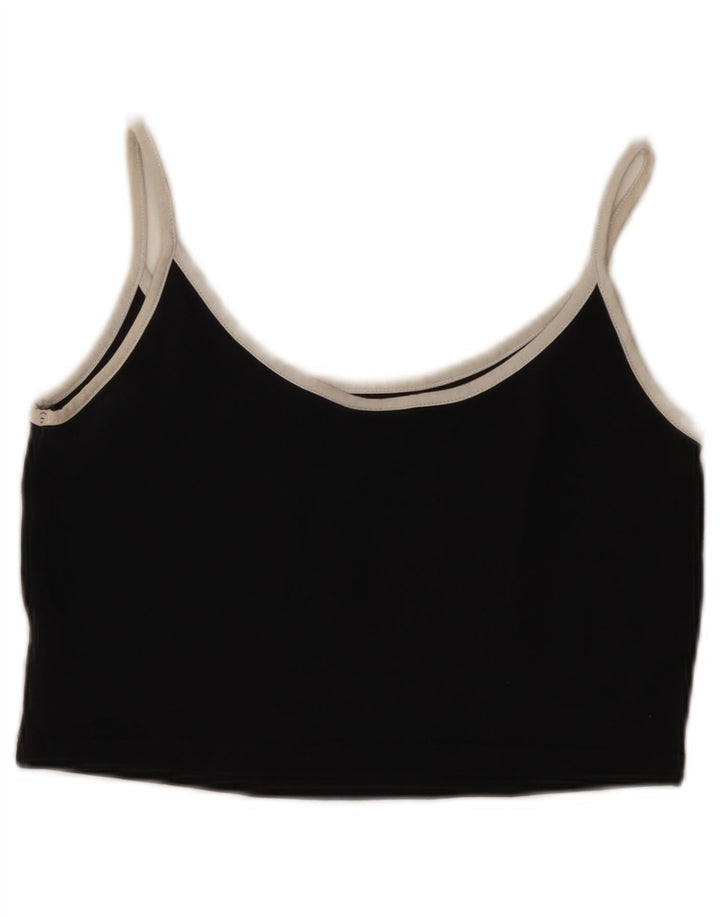 Adidas Womens Crop Cami Top UK 8 Small Black Cotton