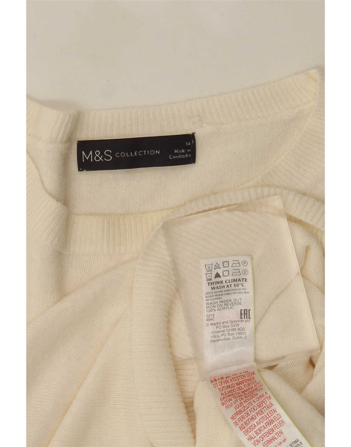 Marks & Spencer Womens Crew Neck Jumper Sweater UK 14 Medium Off White