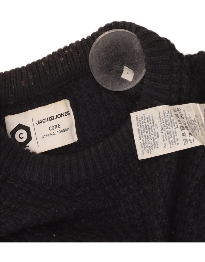 JACK & JONES Mens Crew Neck Jumper Sweater Large Navy Blue Cotton
