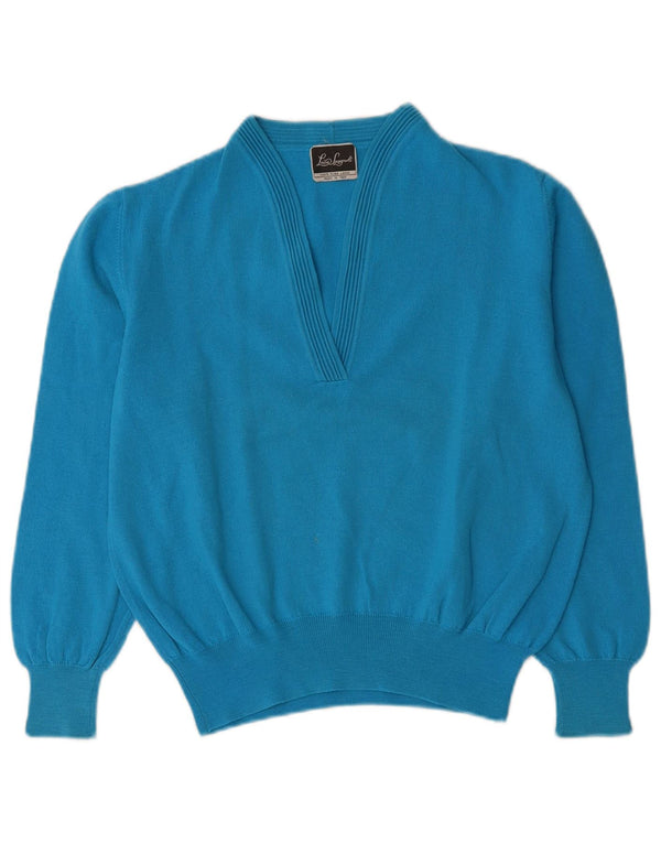 Luisa Spagnoli Womens V-Neck Jumper Sweater UK 12 Medium Blue Wool