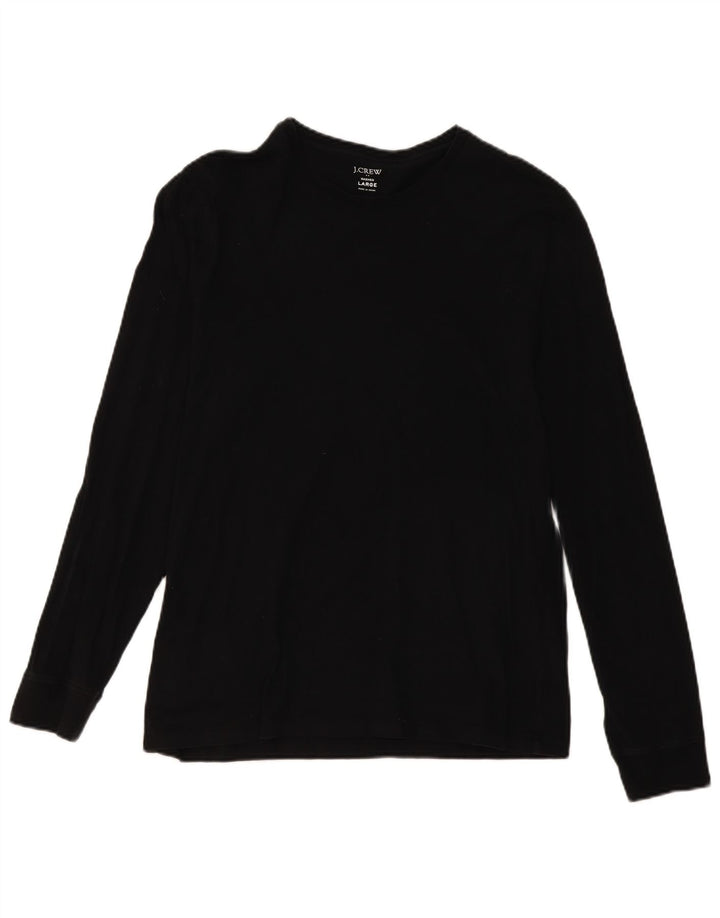 J. CREW Womens Top Long Sleeve UK 16 Large Black Cotton