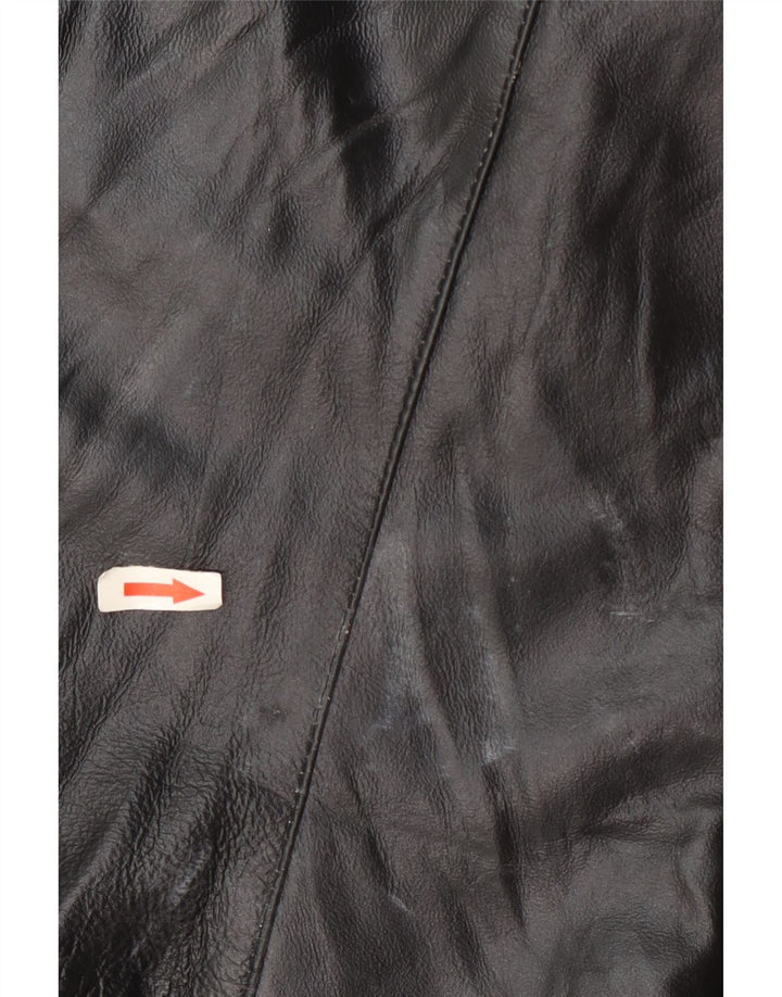 Vintage Womens Leather Jacket IT 48 XL Black Colourblock