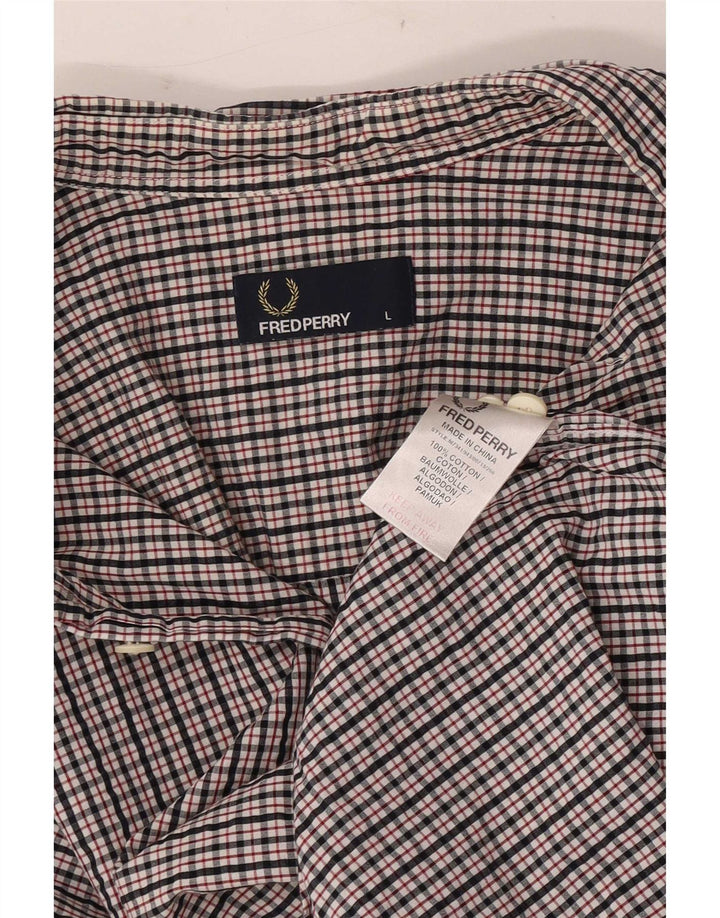 Fred Perry Mens Shirt Large Multicoloured Check Cotton