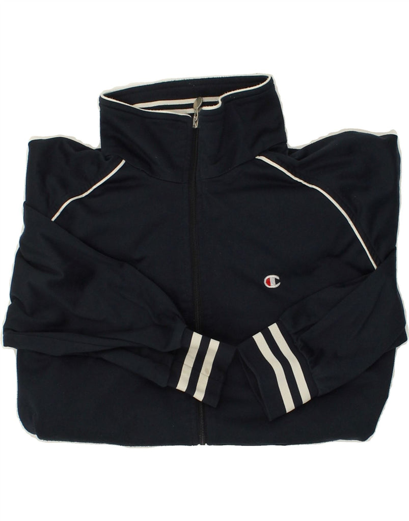 CHAMPION Mens Tracksuit Top Jacket Medium Navy Blue Polyester | Vintage Champion | Thrift | Second-Hand Champion | Used Clothing | Messina Hembry 