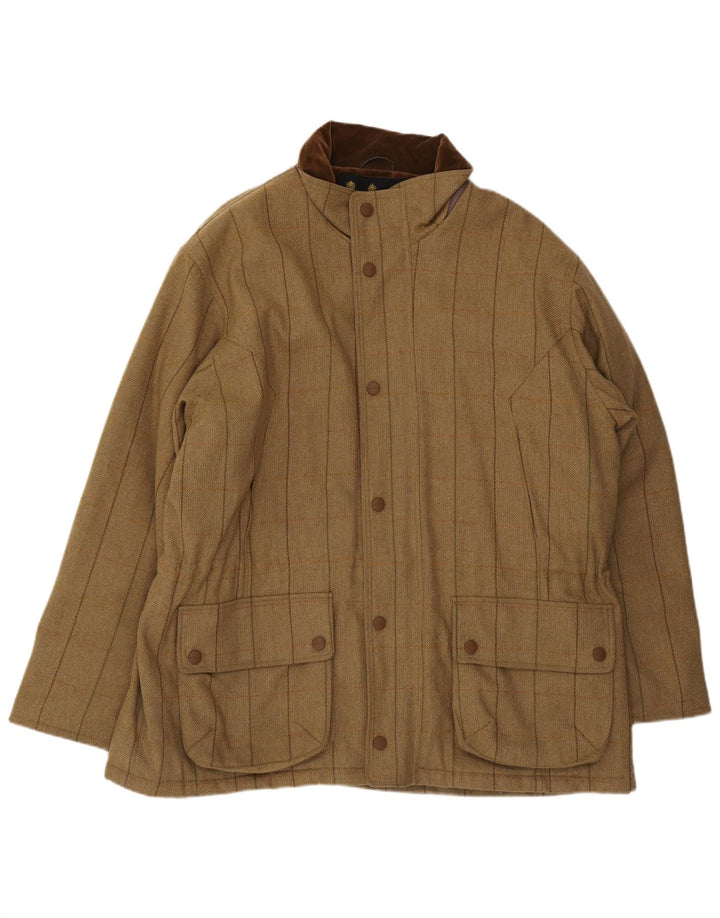 Barbour Mens Berwick Loose Fit Utility Jacket UK 44 2XL Khaki Check Wool