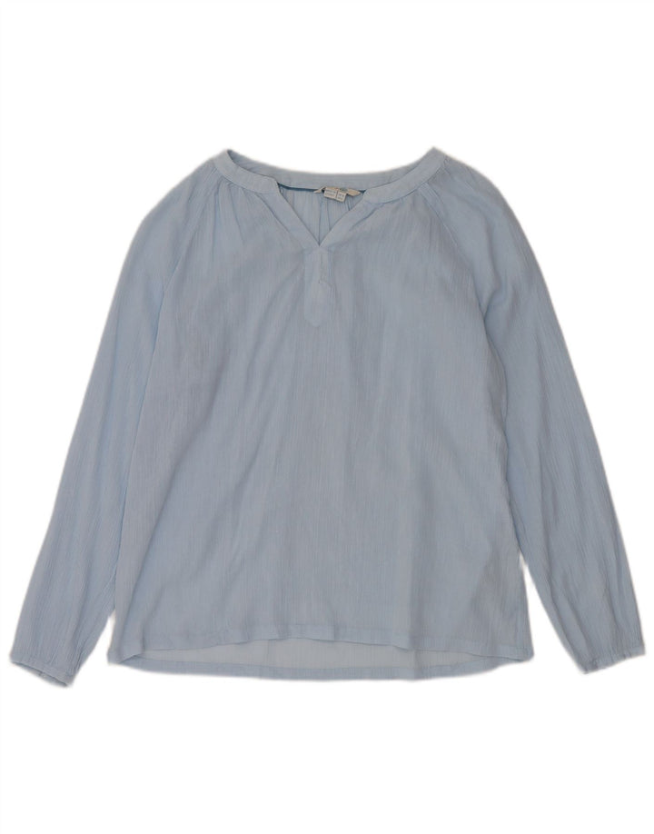 BODEN Womens Oversized Long Sleeve Blouse Top UK 10 Small Blue Cotton