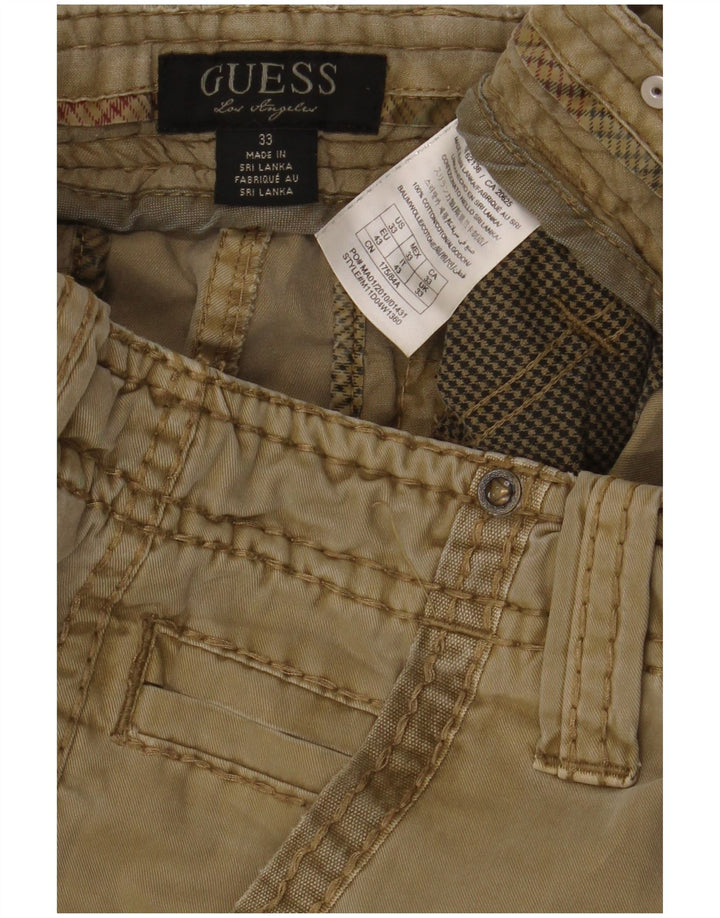Guess Mens Cargo Shorts W33 Medium Beige Cotton