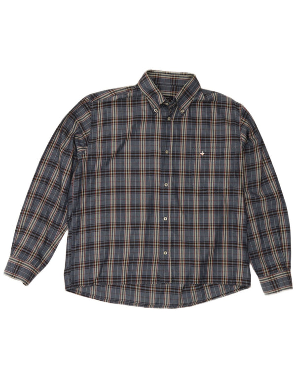 Goose & Gander Mens Flannel Shirt IT 48 Medium Navy Blue Check