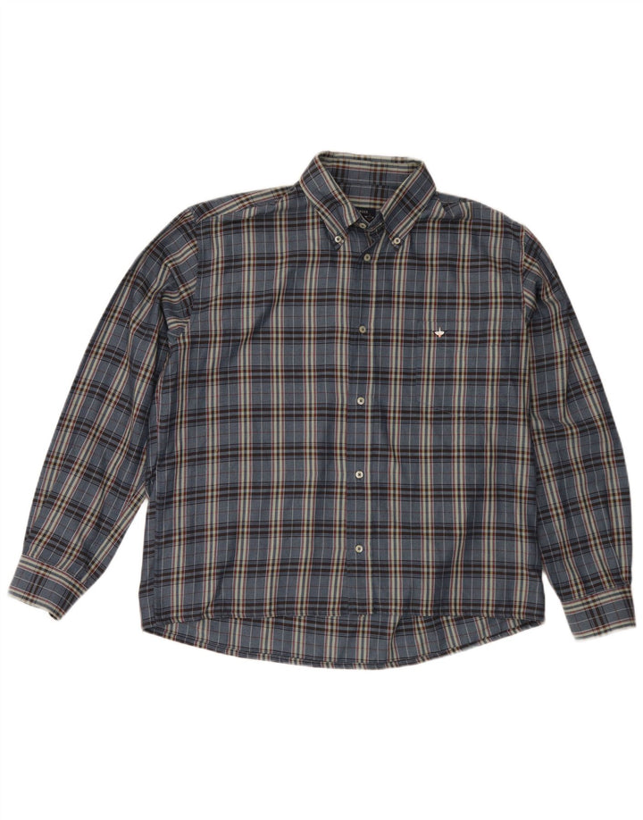 Goose & Gander Mens Flannel Shirt IT 48 Medium Navy Blue Check