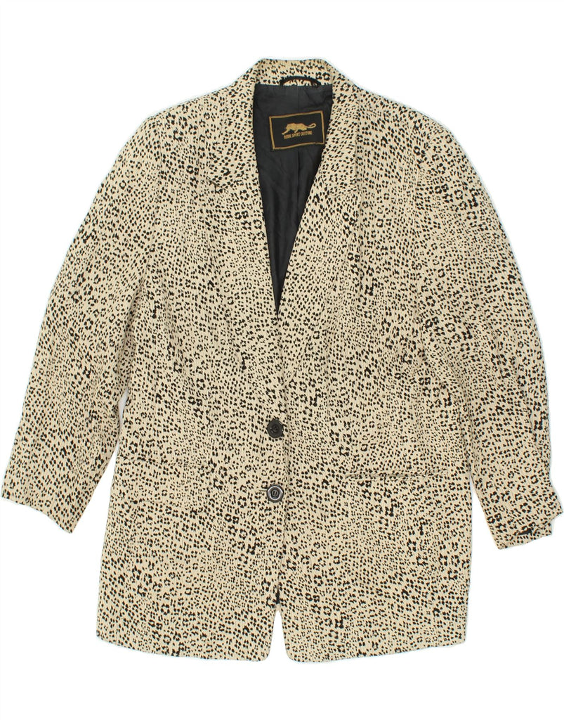 BERRI Womens 2 Button Blazer Jacket UK 12 Medium Off White Animal Print Vintage Berri and Second-Hand Berri from Messina Hembry 
