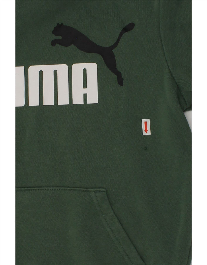 PUMA Boys Graphic Hoodie Jumper 11-12 Years Green Cotton | Vintage Puma | Thrift | Second-Hand Puma | Used Clothing | Messina Hembry 