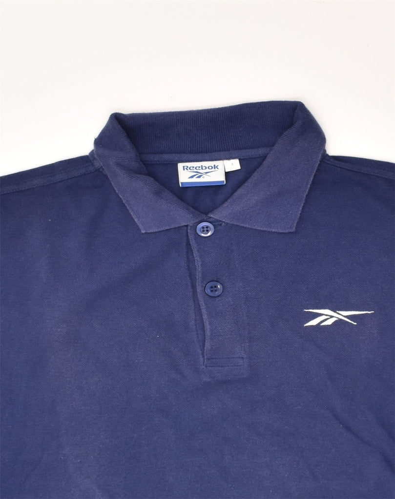 REEBOK Mens Polo Shirt Large Navy Blue Cotton | Vintage Reebok | Thrift | Second-Hand Reebok | Used Clothing | Messina Hembry 