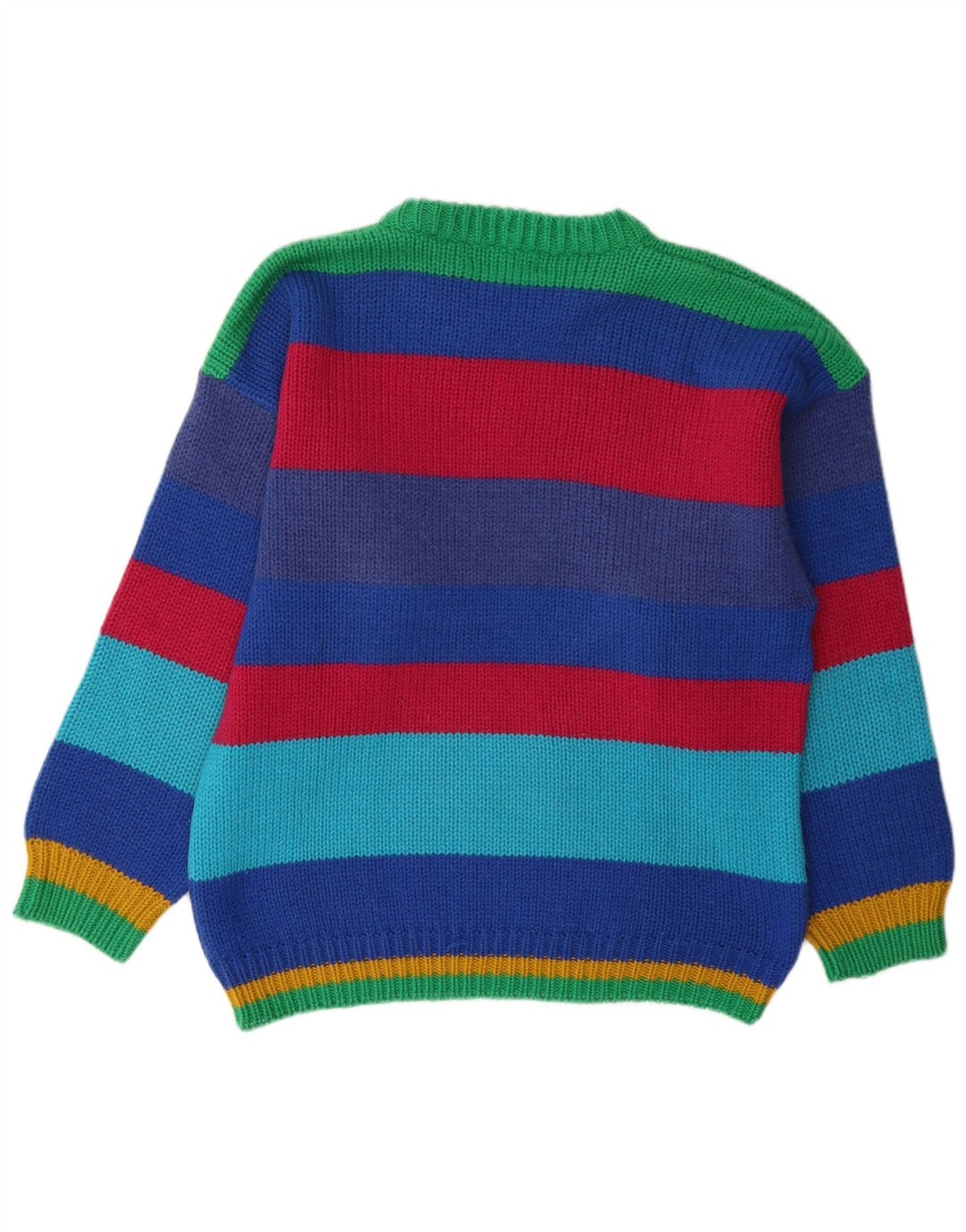 Vintage Mens Graphic Crew Neck Jumper Sweater Large Multicoloured Striped