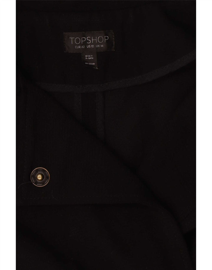 Topshop Womens Oversized Overcoat UK 14 Large Black Polyester
