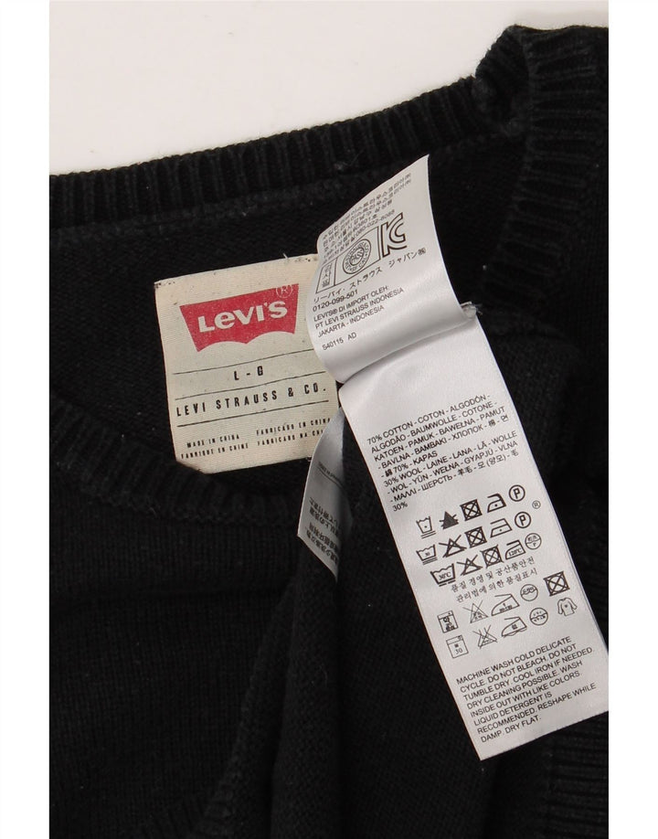 Levi's Mens Crew Neck Jumper Sweater Large Black Cotton