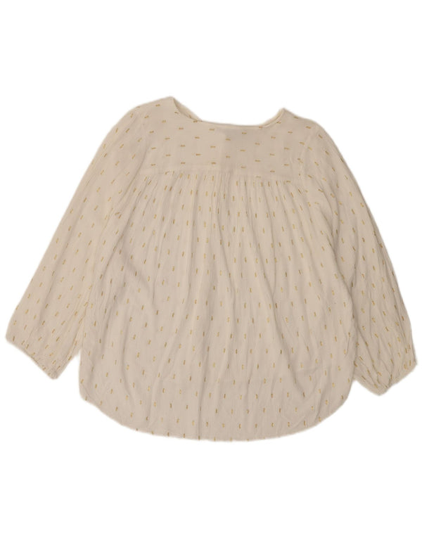 Zara Womens 3/4 Sleeve Oversized Shirt Blouse UK 14 Large Off White Spotted