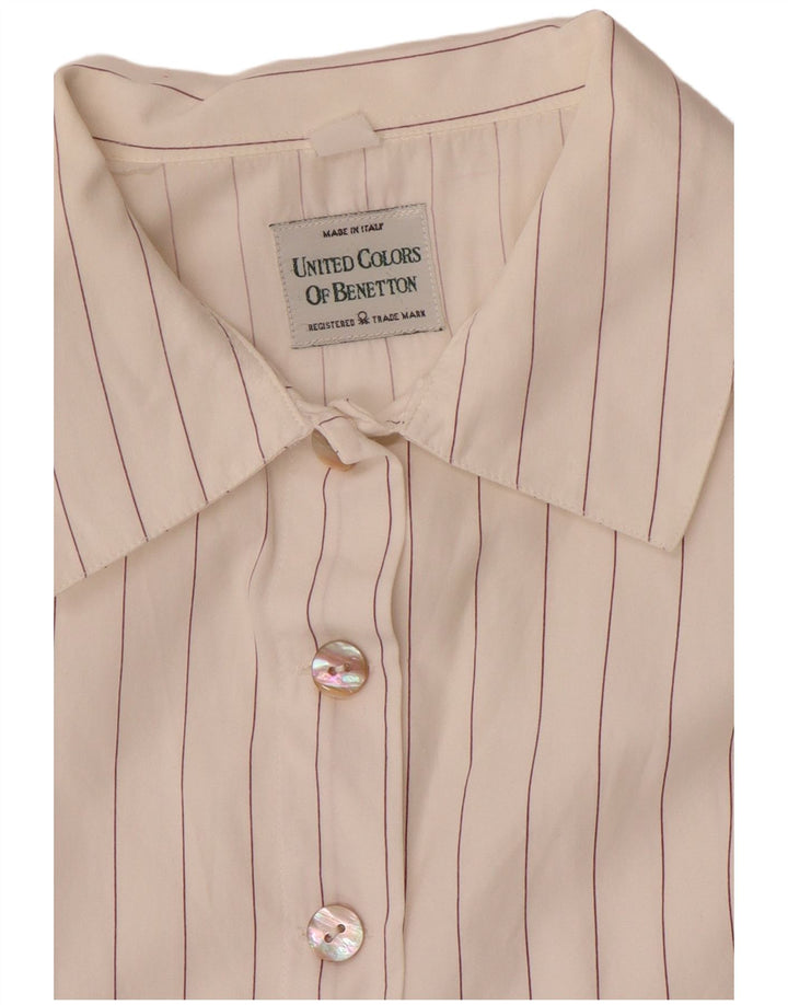 Benetton Womens Shirt UK 16 Large White Striped