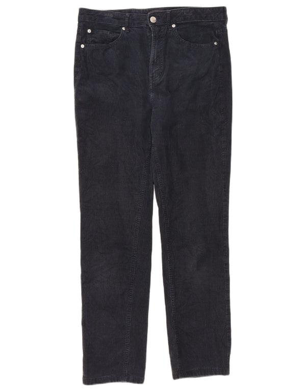 Marks & Spencer Womens Corduroy Trousers UK 12 Medium W30 L28 Navy Blue