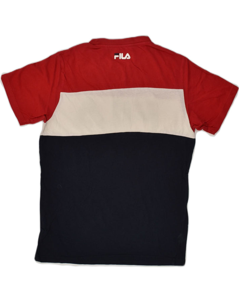 FILA Mens Graphic T-Shirt Top Small Red Colourblock | Vintage Fila | Thrift | Second-Hand Fila | Used Clothing | Messina Hembry 