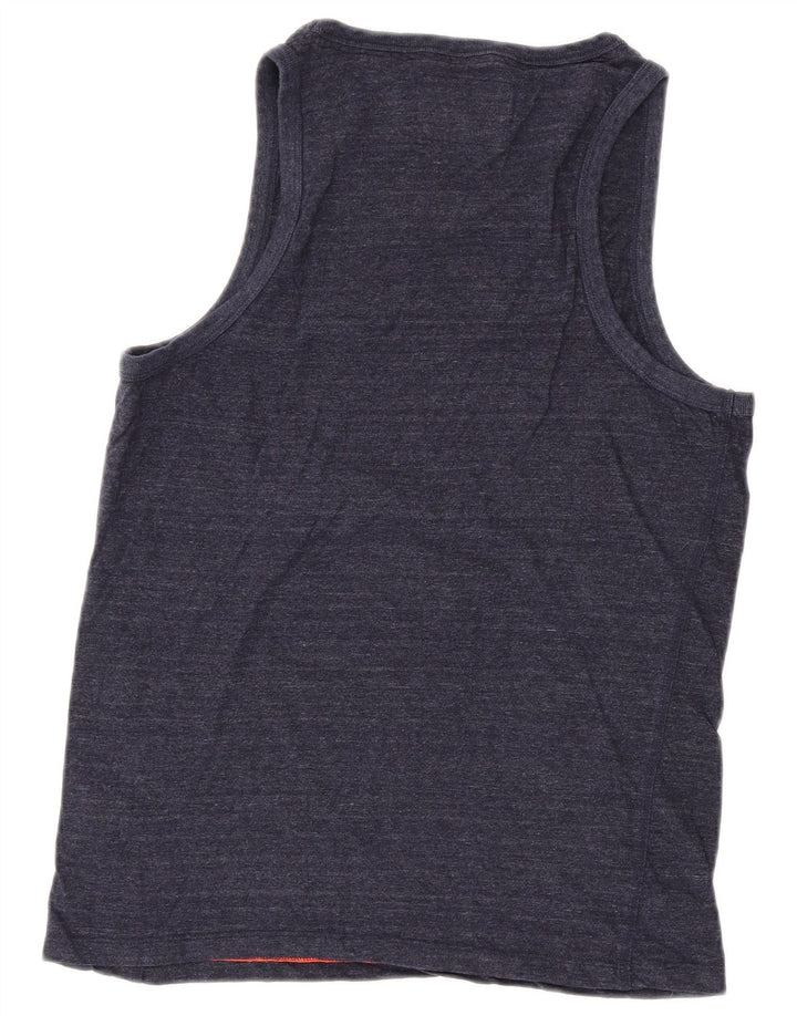 SUPERDRY Womens Vest Top UK 14 Large Navy Blue Cotton