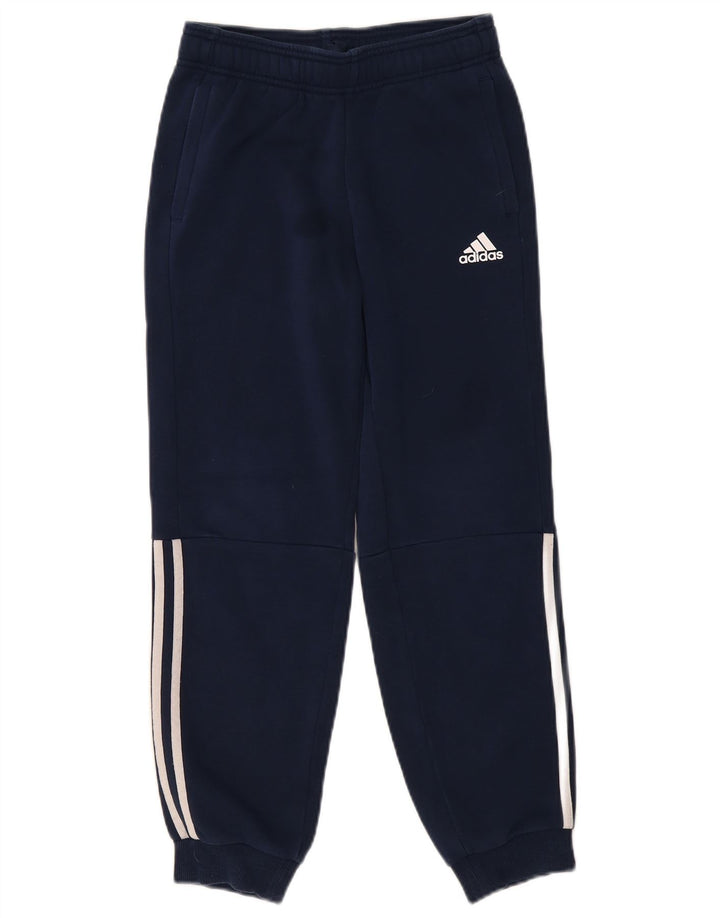 ADIDAS Boys Tracksuit Trousers Joggers 11-12 Years Navy Blue Cotton