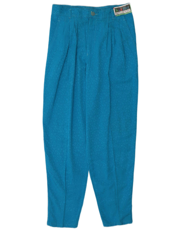 H.I.S Womens High Waist Pegged Casual Trousers W32 L30 Blue Floral Cotton