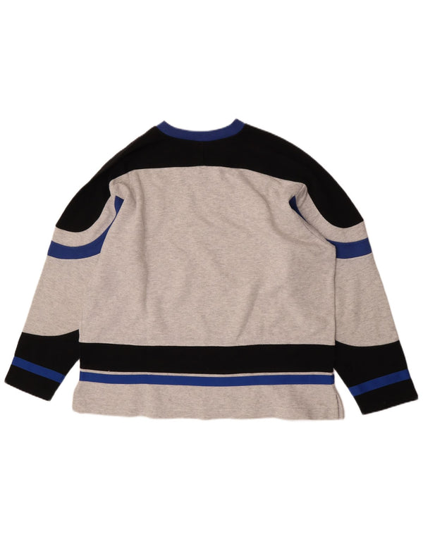 CHAMPION Mens Graphic Loose Fit Sweatshirt Jumper Medium Grey Colourblock