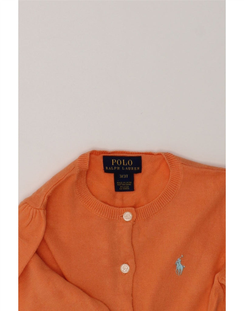 POLO RALPH LAUREN Girls Cardigan Sweater 2-3 Years Orange Cotton | Vintage Polo Ralph Lauren | Thrift | Second-Hand Polo Ralph Lauren | Used Clothing | Messina Hembry 