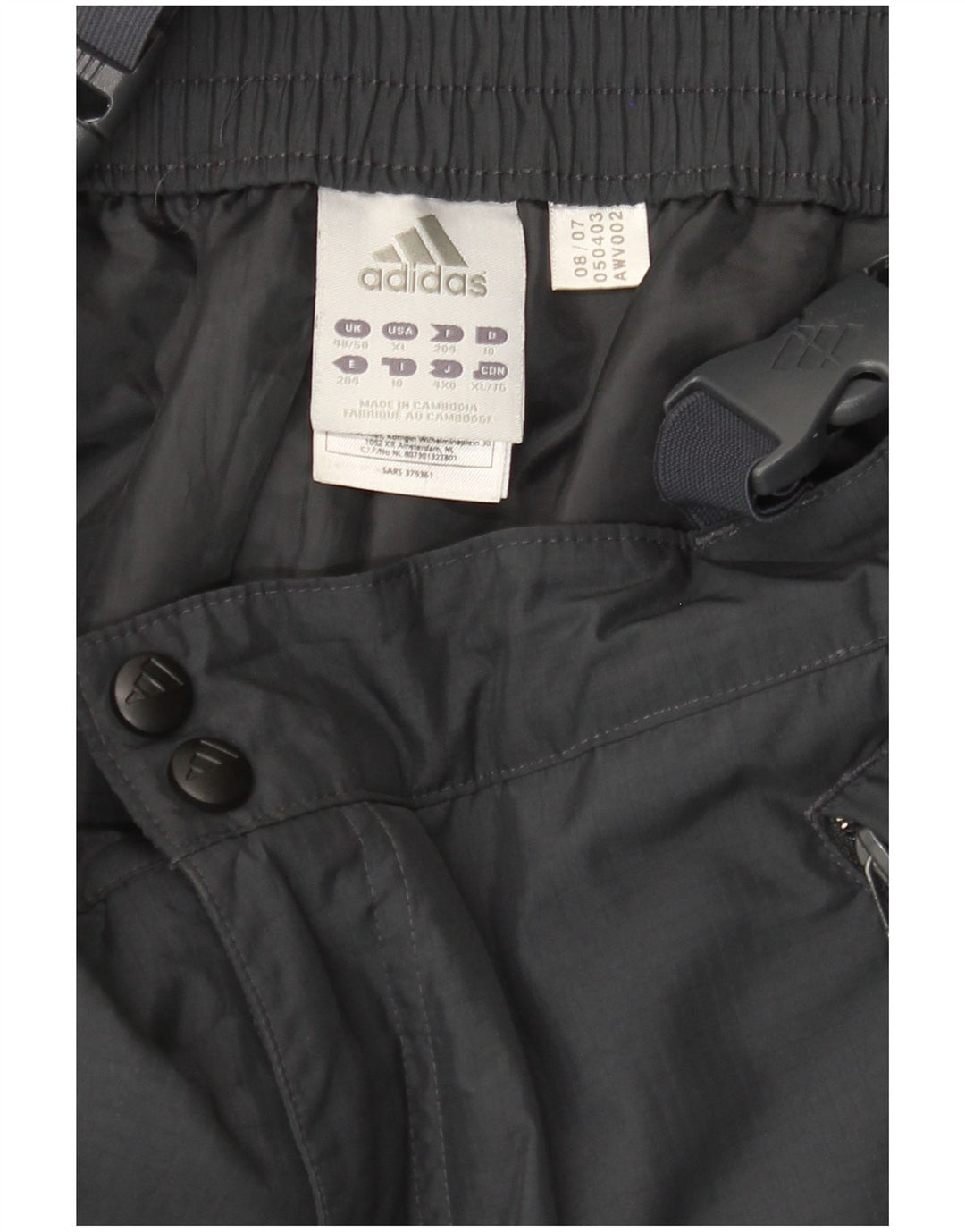 ADIDAS Mens Dungarees Windbreaker Trousers UK 48/50 XL W40 L30 Grey Vintage Adidas and Second-Hand Adidas from Messina Hembry 