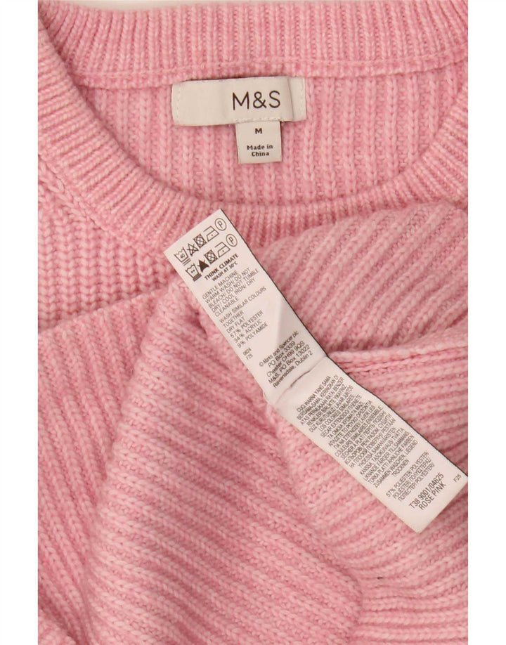 Marks & Spencer Womens Boat Neck Jumper Sweater UK 14 Medium Pink Polyester