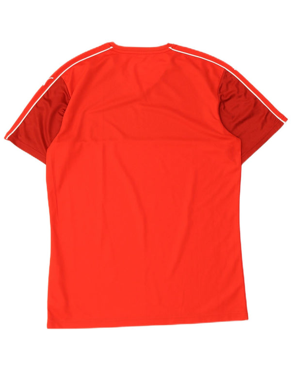 Puma Mens T-Shirt Top Large Red Colourblock Polyester