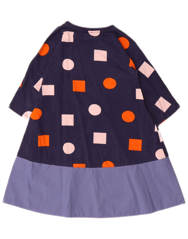 Cos Girls 3/4 Sleeve A-Line Dress 4-5 Years Navy Blue Geometric Cotton