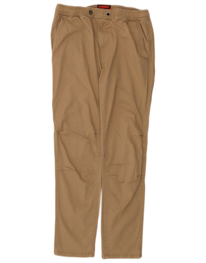 SUPERDRY Mens Straight Cargo Trousers W32 L29  Beige Cotton