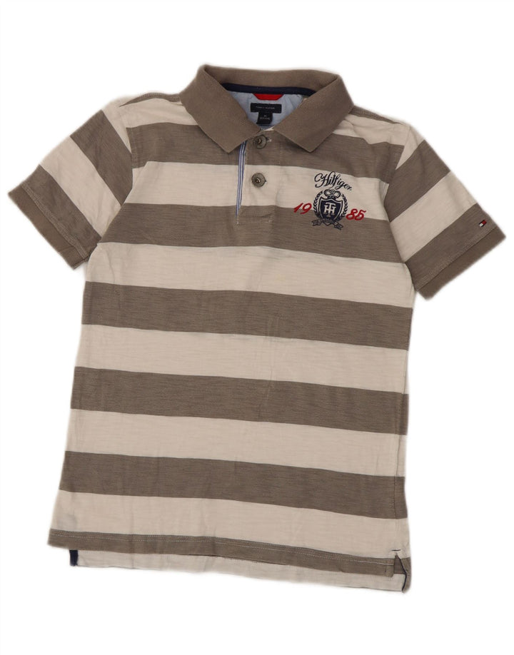 Tommy Hilfiger Boys Rugby Polo Shirt 12-13 Years Medium Grey Striped