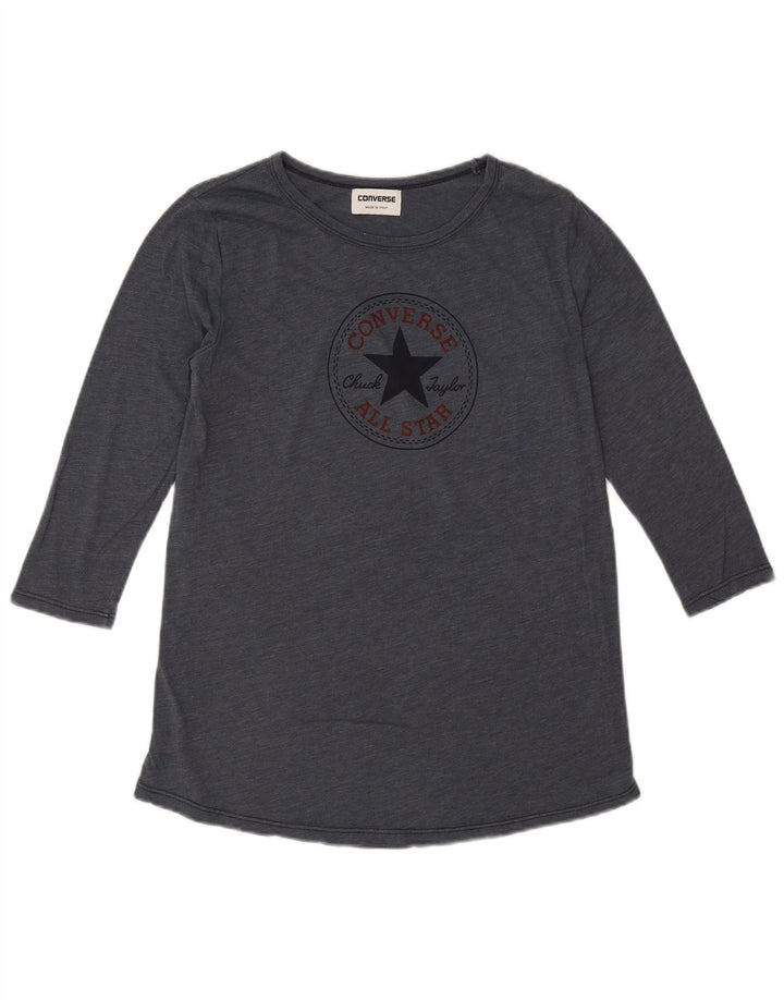 Converse Womens Graphic Top 3/4 Sleeve UK 14 Medium Grey Cotton