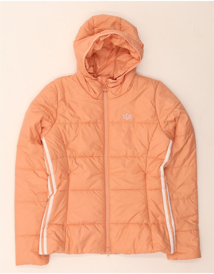 Adidas Womens Primegreen Hooded Padded Jacket UK 10 Small Orange Polyester