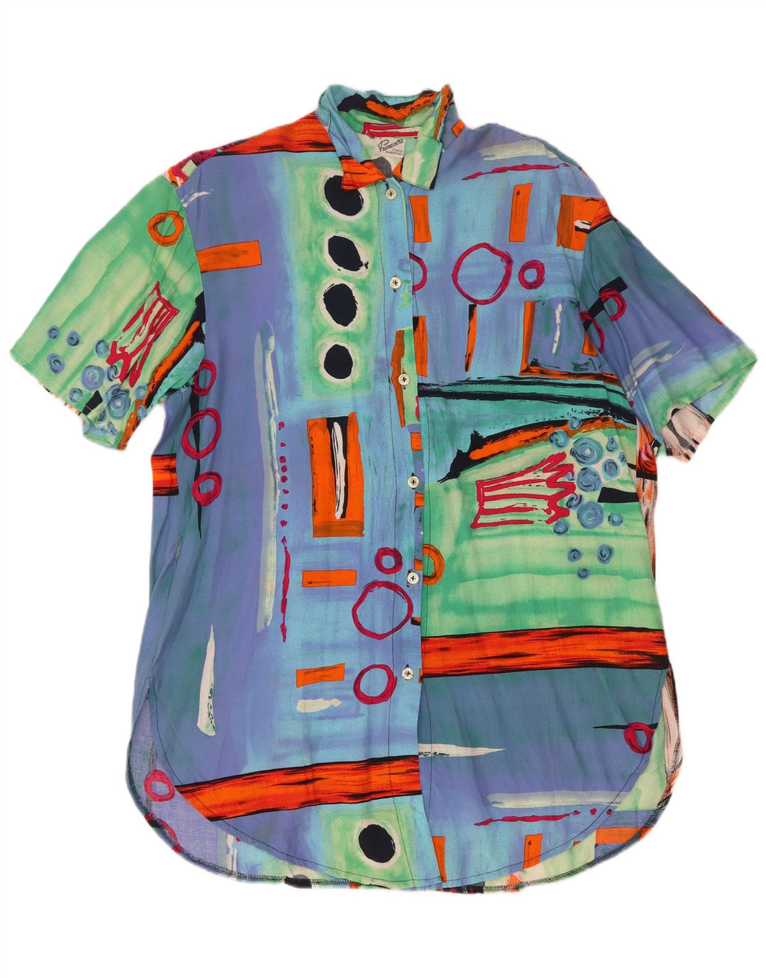 Primavera Firenze Womens Short Sleeve Shirt Dress US 4 Small Multicoloured