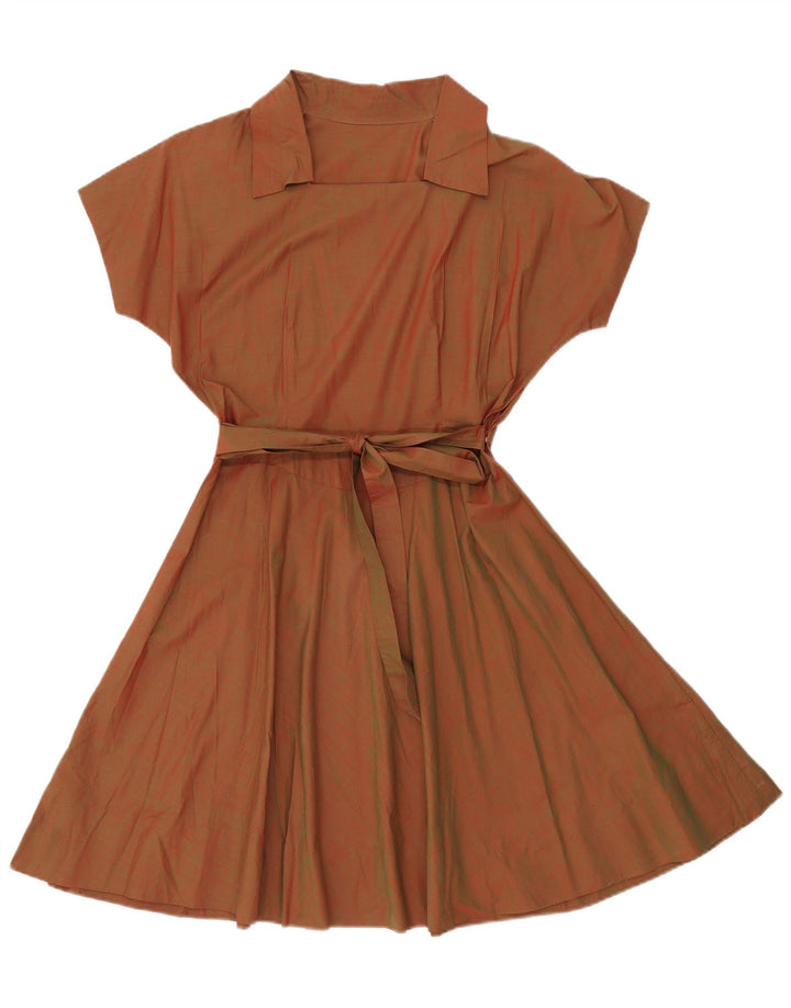 Vintage Womens A-Line Dress UK 8 Small Brown